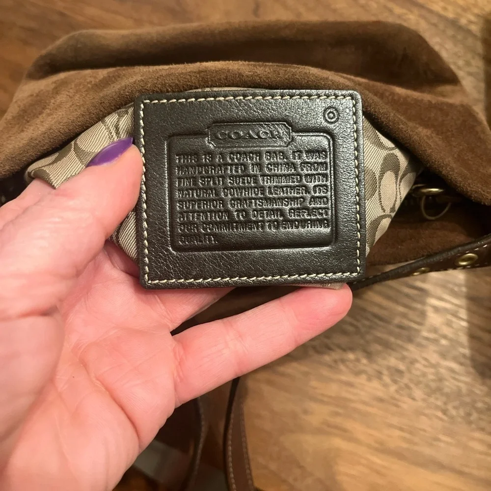 Coach Legacy Hampton Mini Brown Suede Bucket Shoulder Bag - Picture 10 of 10